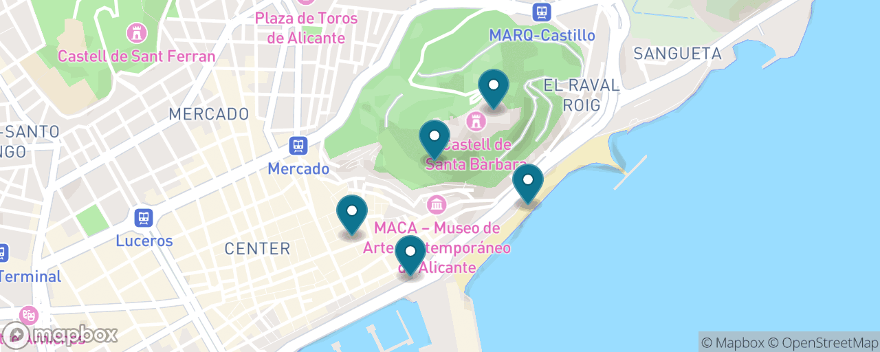 Map of the stops on “Free Alicante, On Foot”