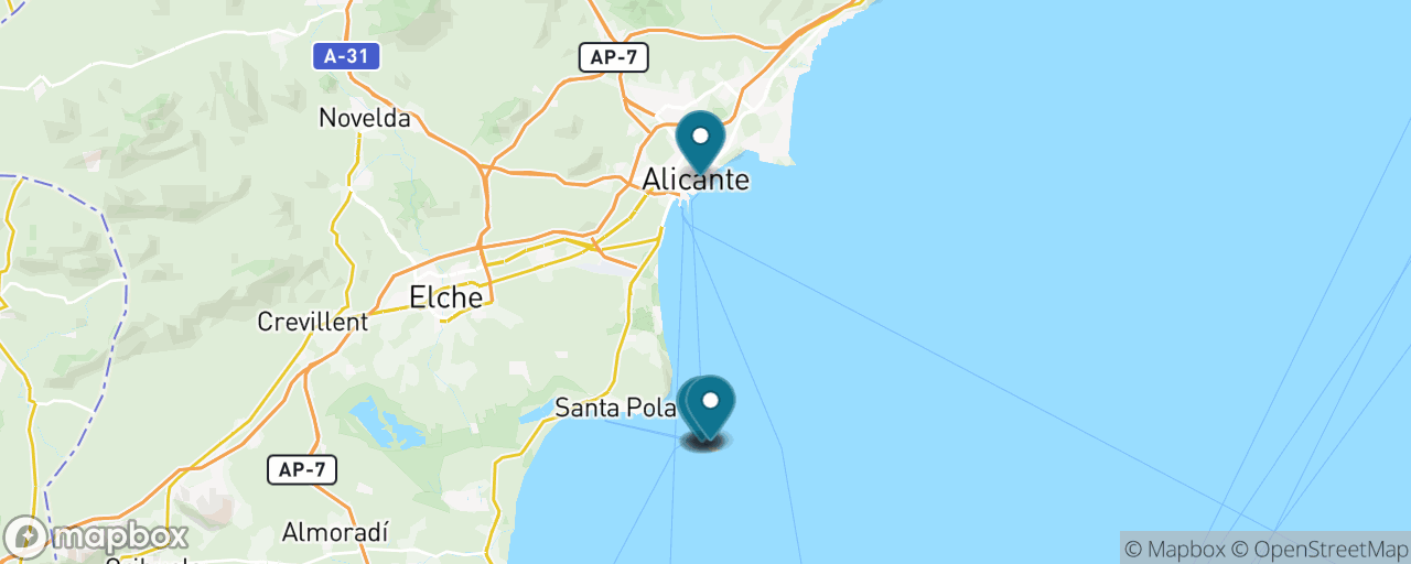 Map of the stops on “Tabarca Island Escape”
