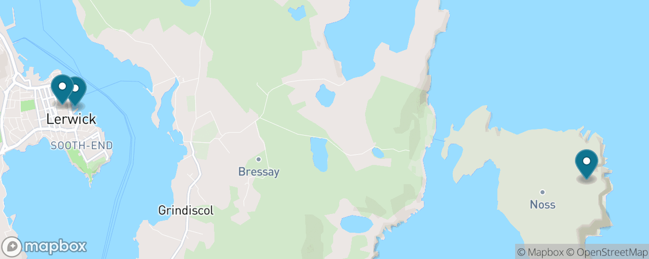 Map of the stops on “The Noss Seabird Boat”