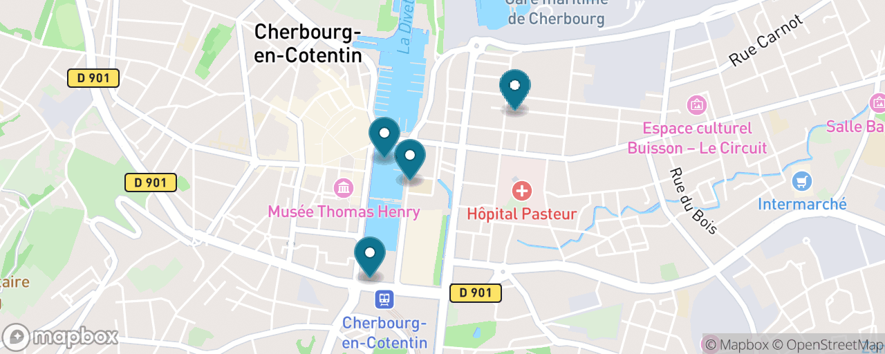 Map of the stops on “Cherbourg Old Town on Foot”