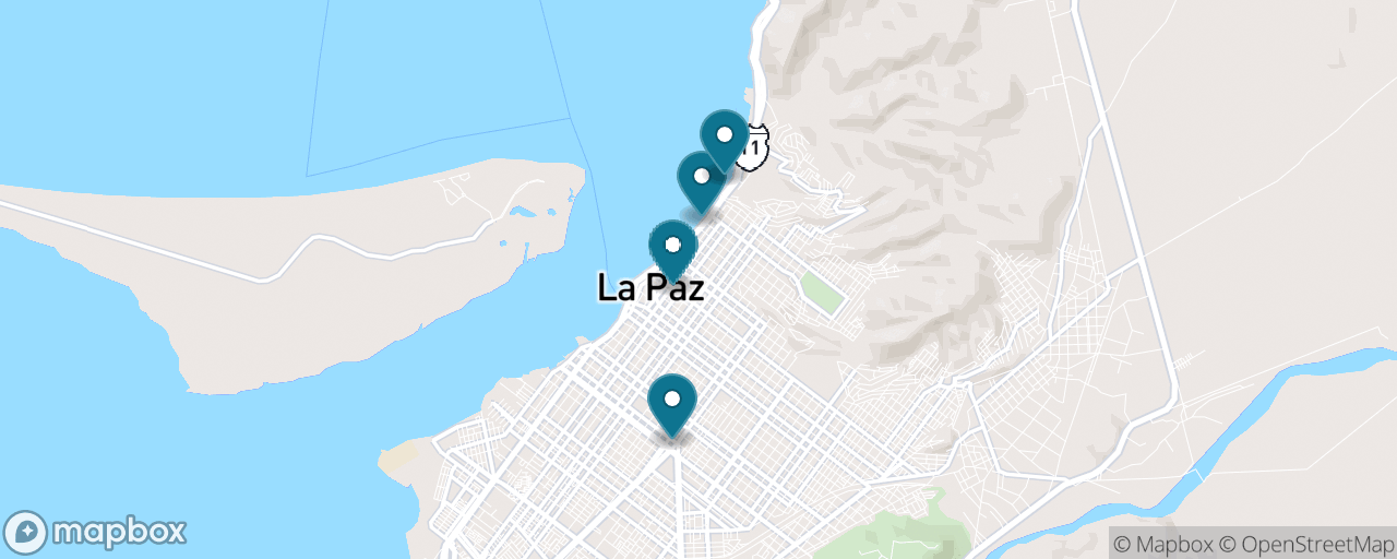 Map of the stops on “The Taco Trail & Malecón Stroll”