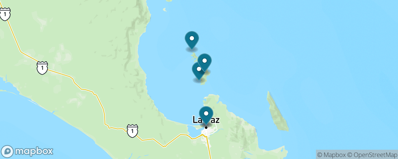 Map of the stops on “Espíritu Santo & the Sea Lions”