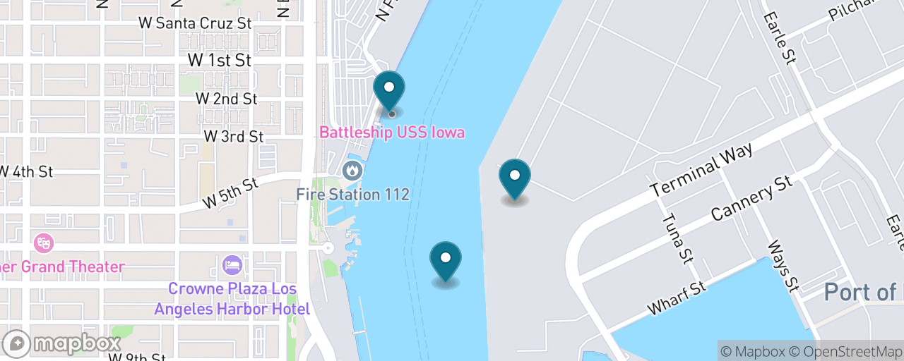 Map of the stops on “San Pedro: Battleship & Harbour History”