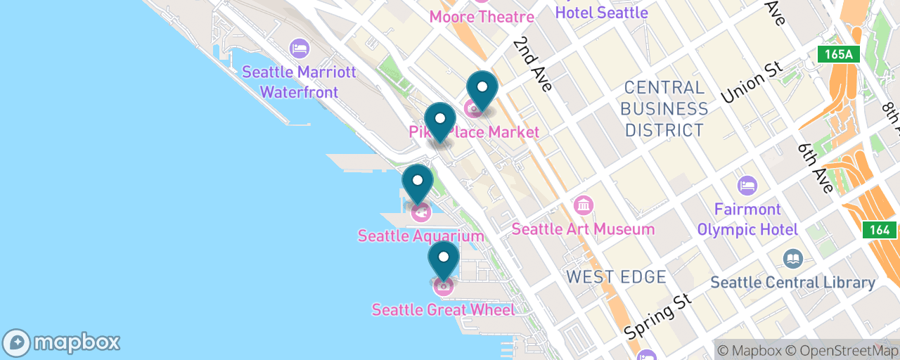 Map of the stops on “Pike Place Market & the New Waterfront”