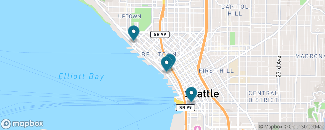 Map of the stops on “Seattle for Free (Almost)”