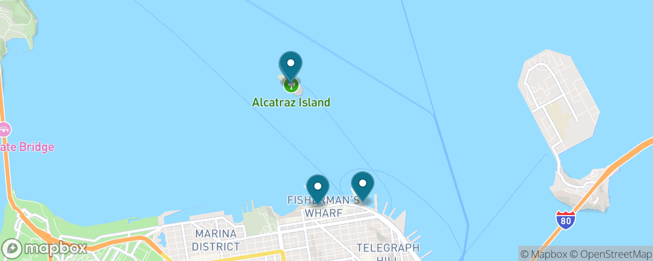 Map of the stops on “Alcatraz Island & the Wharf”