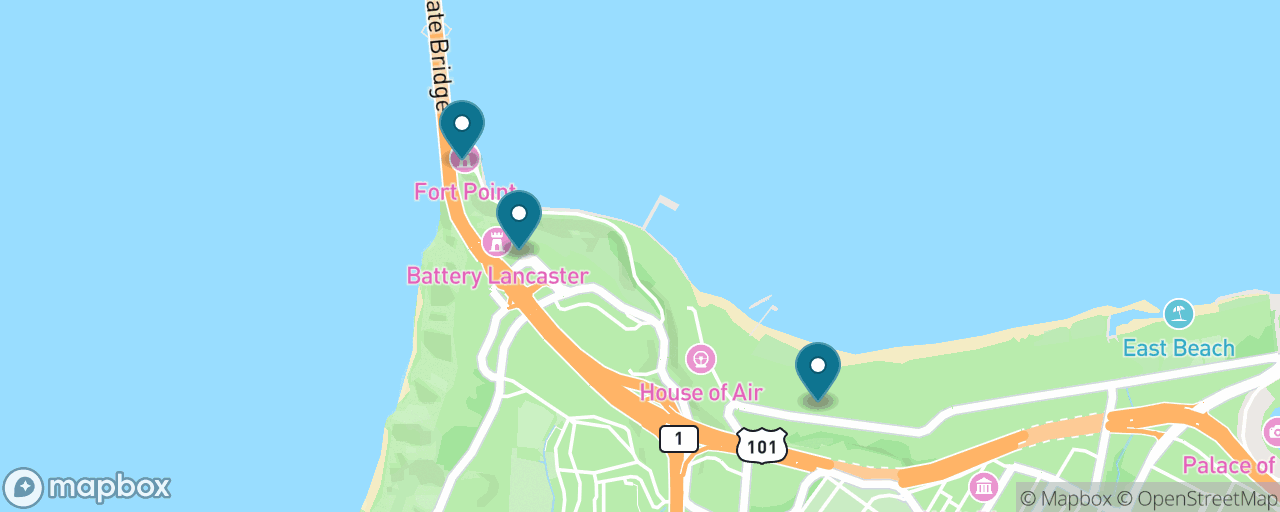 Map of the stops on “The Golden Gate Bridge, Up Close”