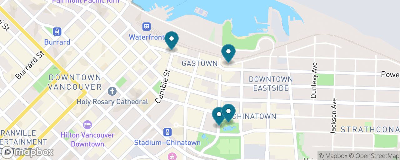 Map of the stops on “Gastown and Chinatown on Foot”