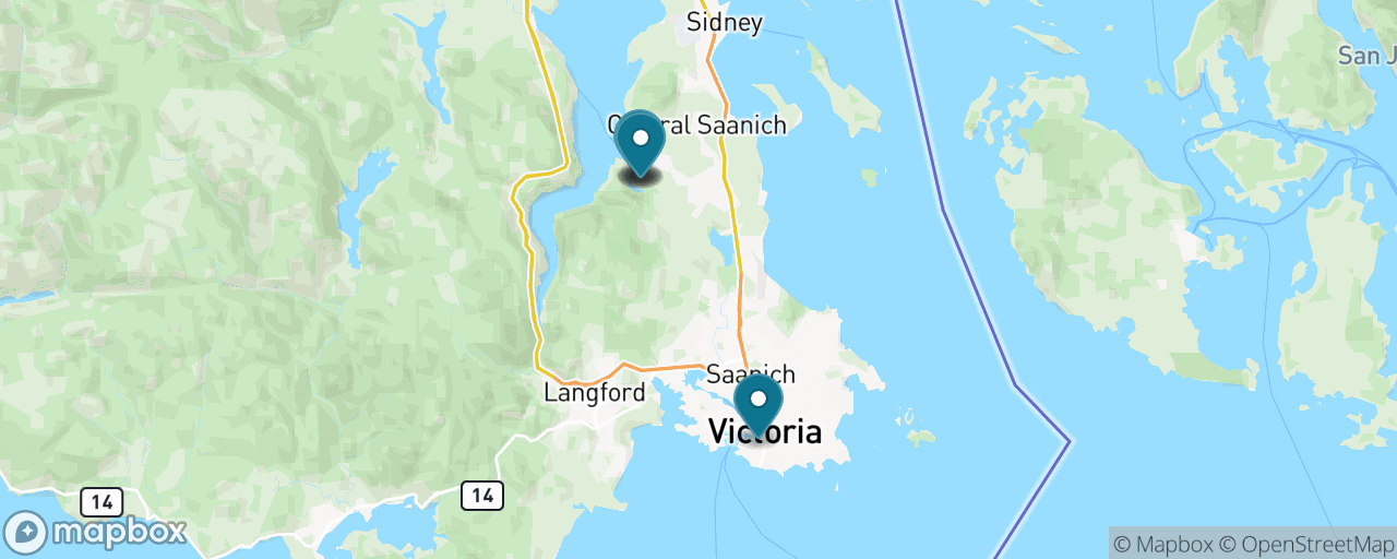 Map of the stops on “Butchart Gardens on the Public Bus”