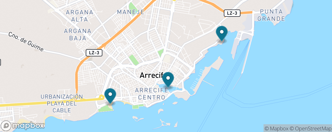 Map of the stops on “The Arrecife Waterfront Stroll”