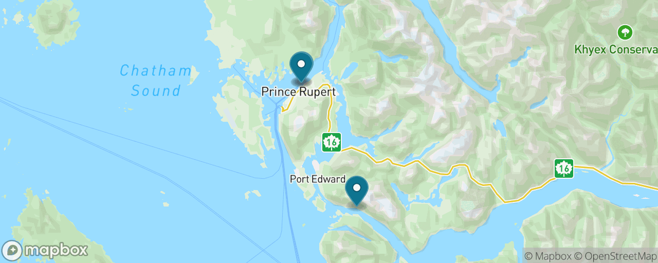 Map of the stops on “North Pacific Cannery & the Salmon Coast”