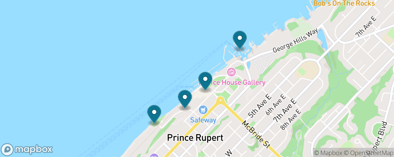 Map of the stops on “Cow Bay & the Museum of Northern BC”