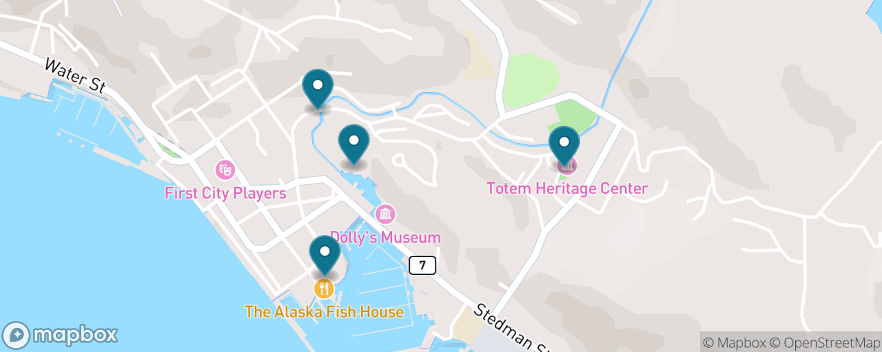 Map of the stops on “Creek Street, Totems and Flying Axes”