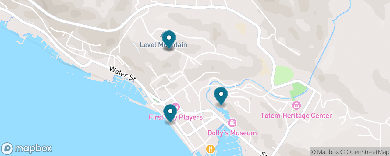 Map of the stops on “Misty Fjords by Floatplane”