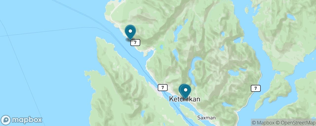 Map of the stops on “Totem Bight and the Clan House in the Trees”