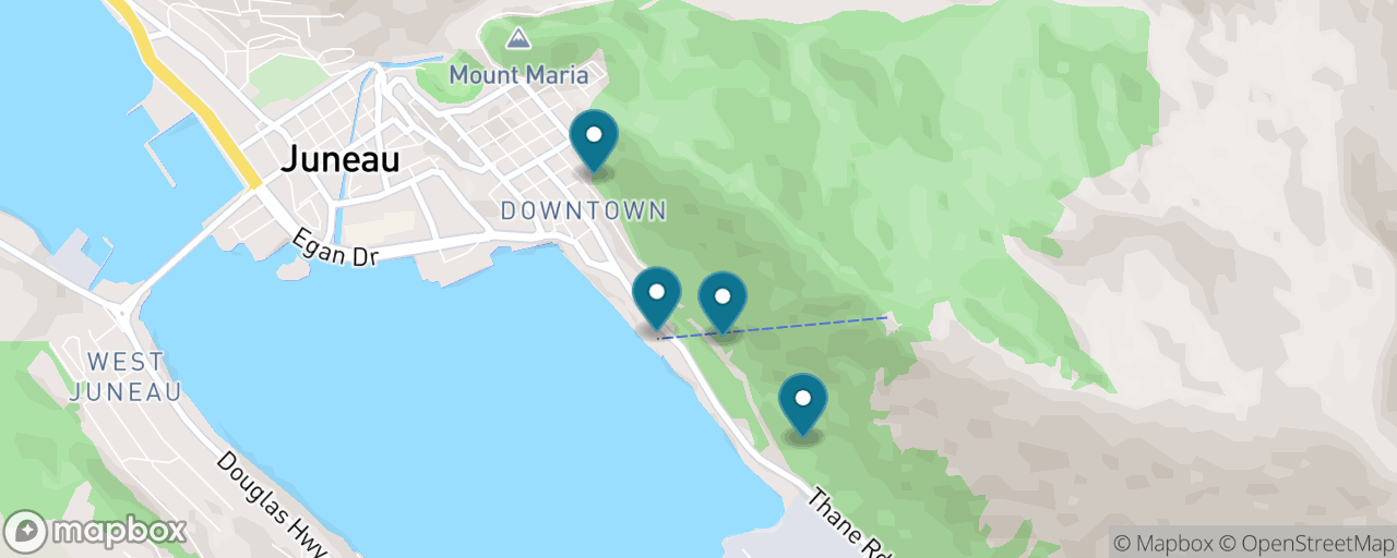 Map of the stops on “Hike Up, Ride Down”
