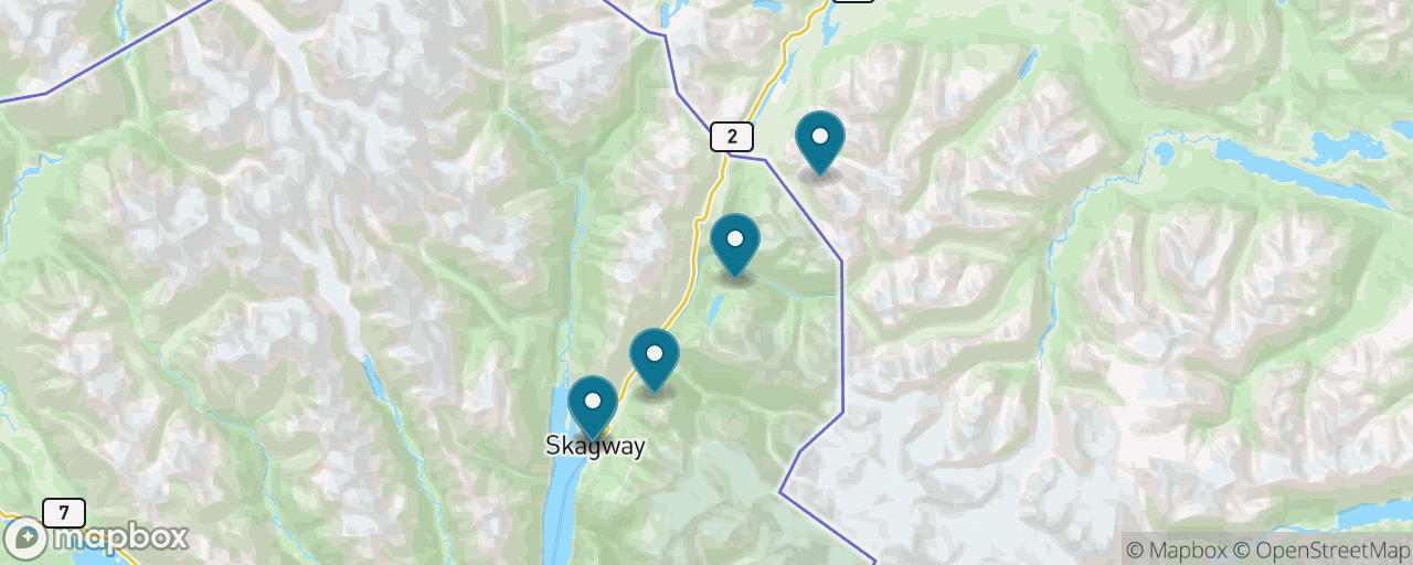Map of the stops on “The White Pass Summit Railway, Booked Yourself”