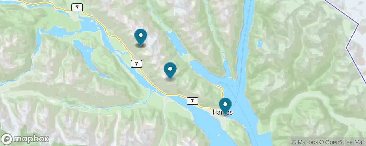 Map of the stops on “Chilkat Bald Eagle Preserve by Jet Boat”