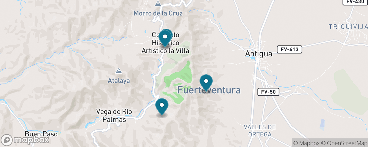 Map of the stops on “Betancuria Heritage Valley”