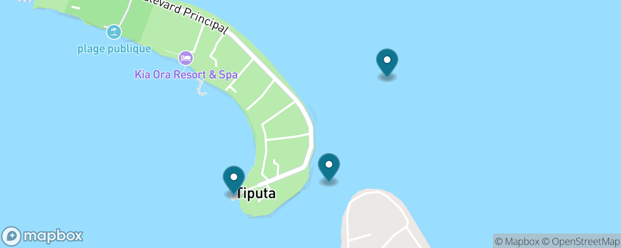 Map of the stops on “Drift the Pass: Snorkel Tiputa with the Sharks”