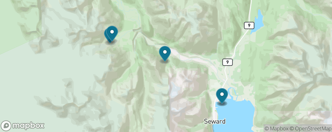 Map of the stops on “Exit Glacier on the $20 Shuttle”