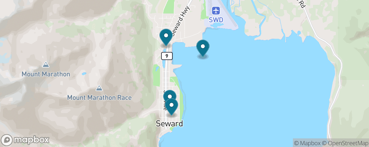 Map of the stops on “Seward for Nothing”