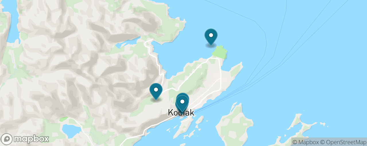 Map of the stops on “The Complete Kodiak Day”