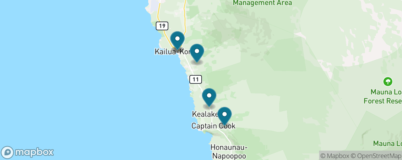 Map of the stops on “Kona Coffee Belt Deep Dive”