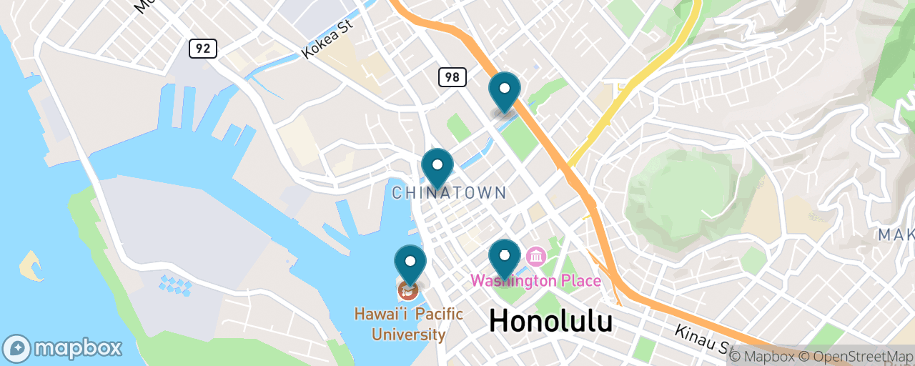 Map of the stops on “Downtown & Chinatown Food Walk”