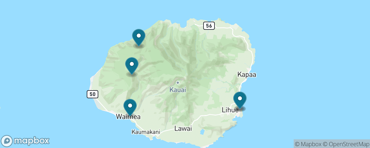 Map of the stops on “Waimea Canyon — The Grand Canyon of the Pacific”