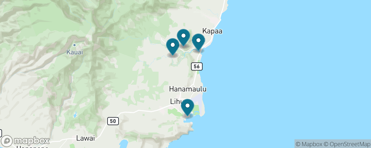 Map of the stops on “Wailua Falls, Fern Grotto & the Sacred River”