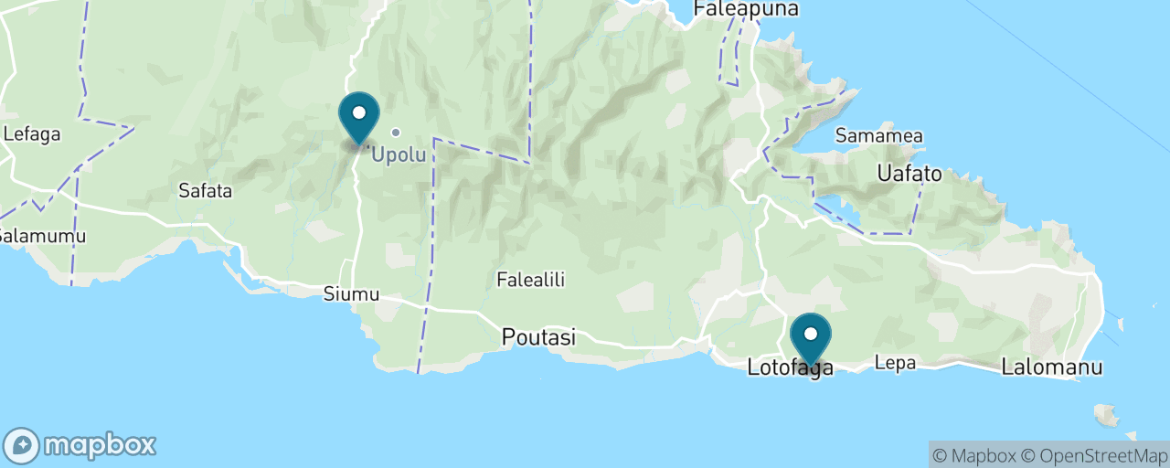 Map of the stops on “Apia: To Sua Ocean Trench South-Coast Day”