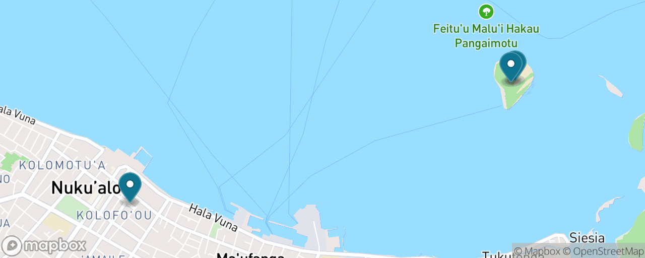Map of the stops on “Pangaimotu Island: Snorkel, Shipwreck & Beach Bar”