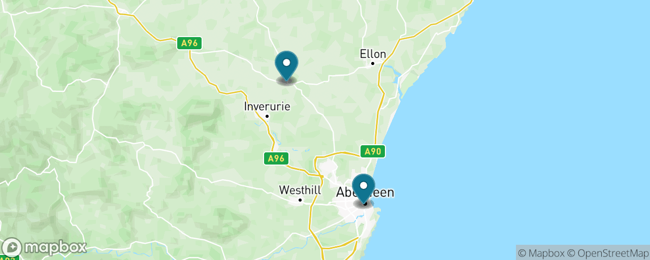 Map of the stops on “Aberdeenshire Whisky at Glen Garioch”