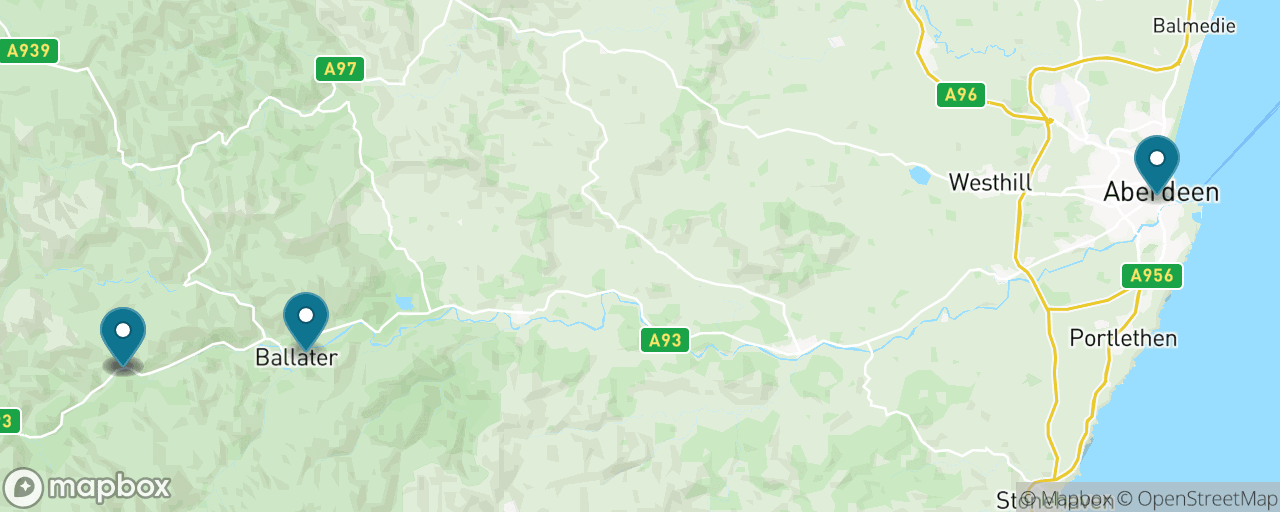 Map of the stops on “Balmoral & Royal Deeside by Hire Car”