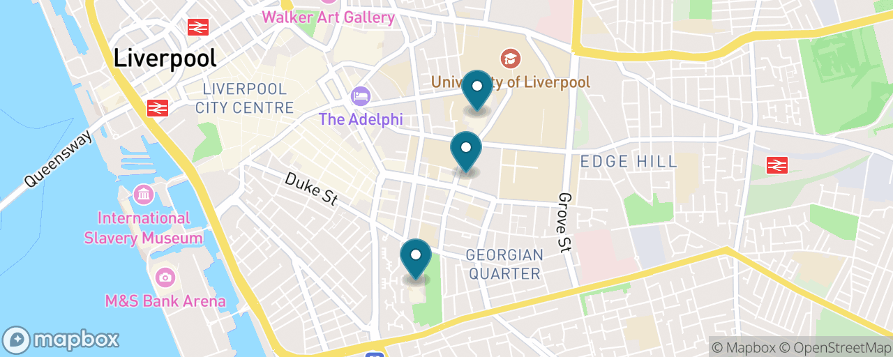 Map of the stops on “Two Cathedrals & Hope Street”