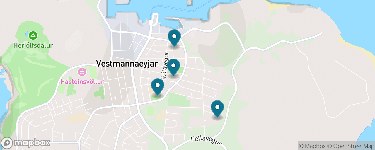 Map of the stops on “The Eruption Story: Eldheimar, Sagnheimar and the Old Church”