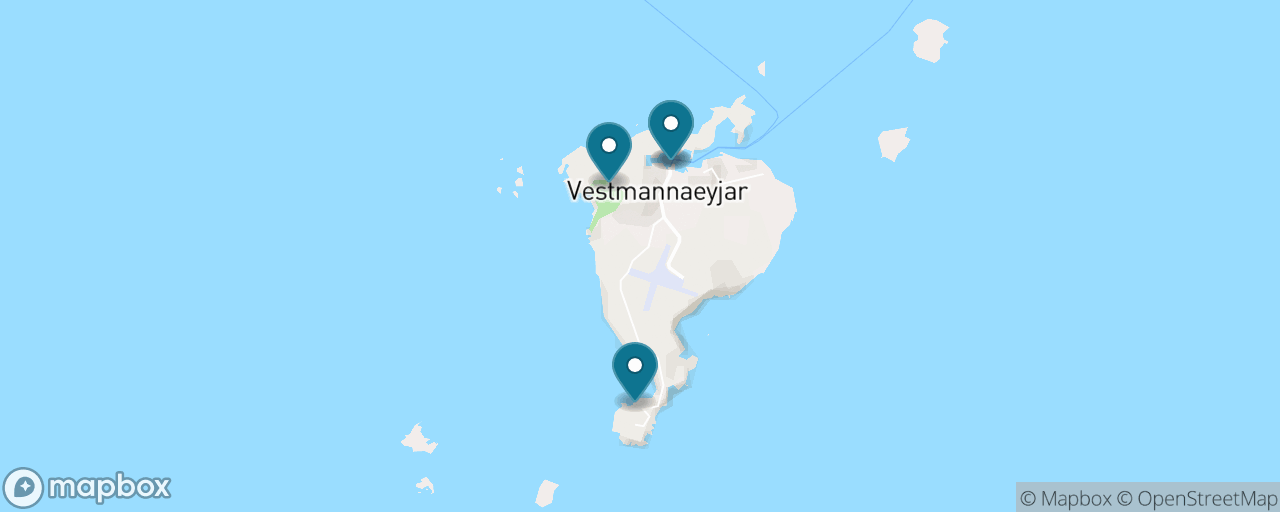 Map of the stops on “Puffins at Stórhöfði by Hop On Bus”