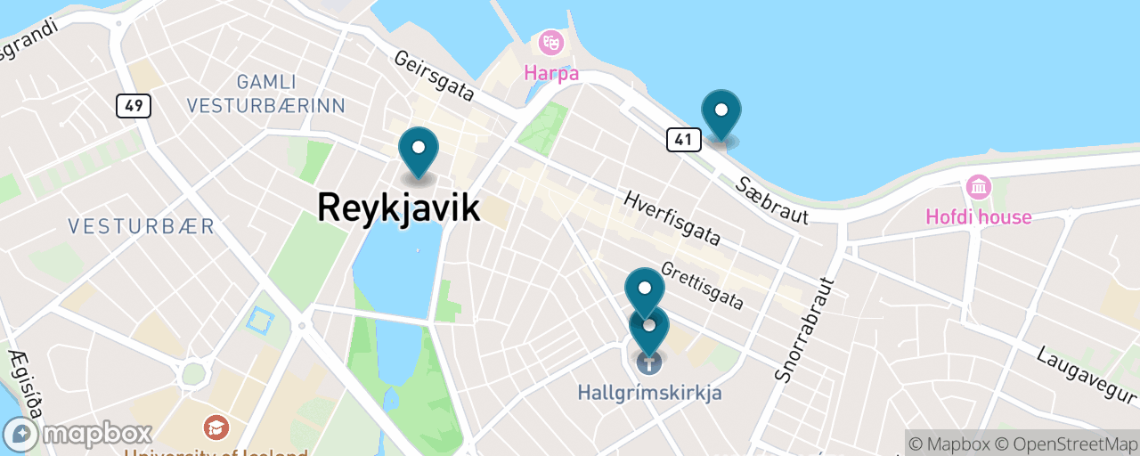Map of the stops on “The Reykjavik Classic”