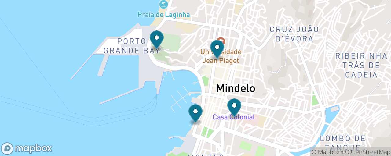 Map of the stops on “Mindelo on Foot: Squares, Music & Cesária Évora”