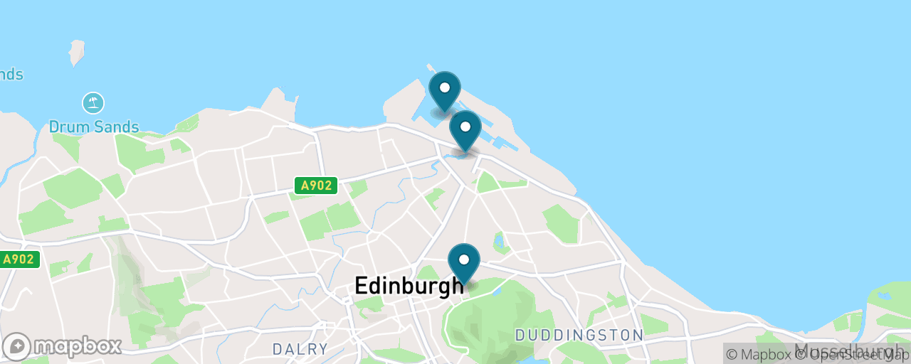 Map of the stops on “Royal Edinburgh: Holyroodhouse & the Britannia”