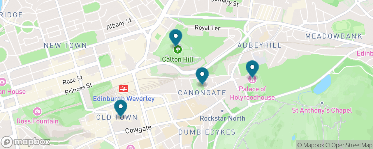 Map of the stops on “Royal Edinburgh: Holyroodhouse & Calton Hill”