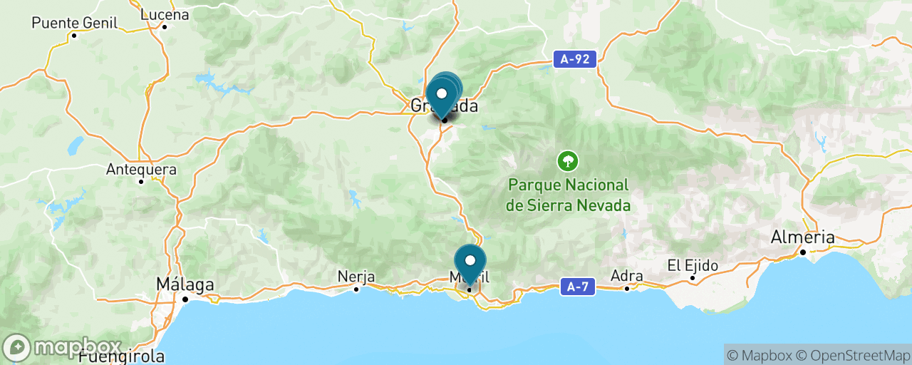 Map of the stops on “Granada: Albaicín, Tapas & Mirador Views”