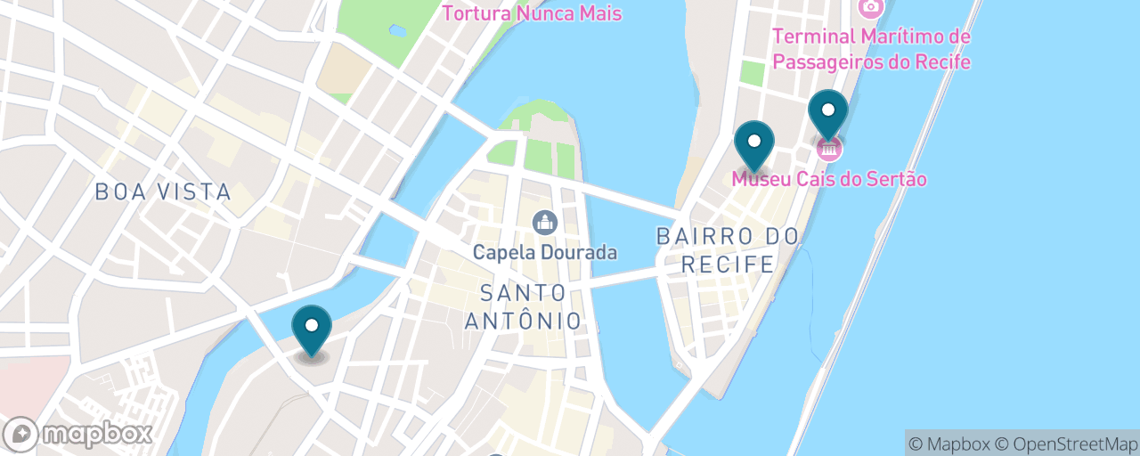 Map of the stops on “Rain-Proof Recife Museums”