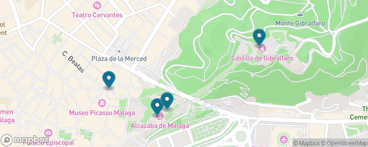 Map of the stops on “The Moorish Crown — Alcazaba, Gibralfaro & the Roman Theatre”