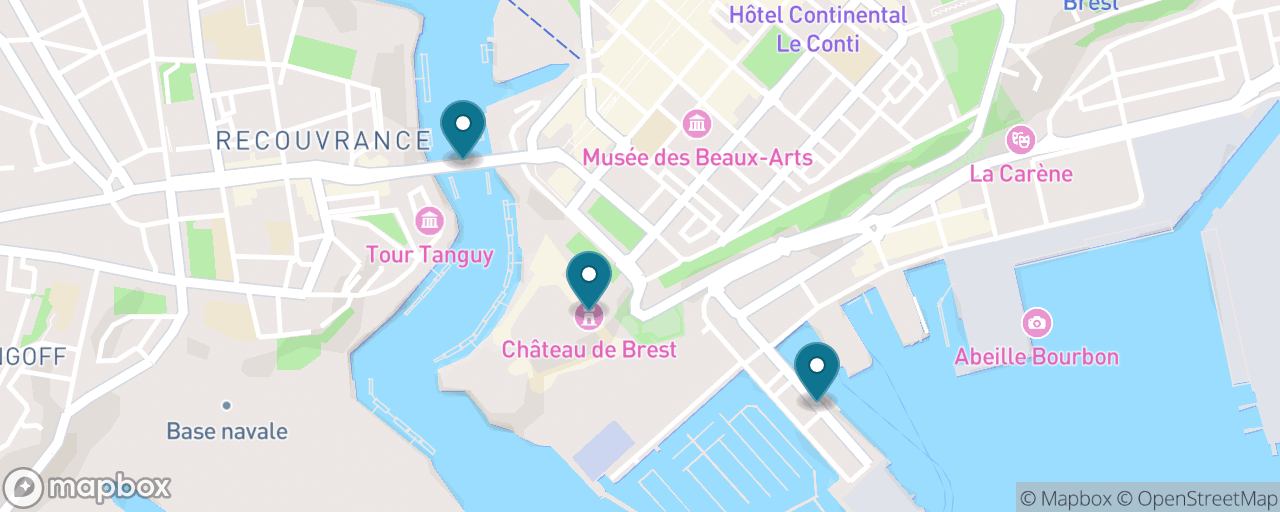 Map of the stops on “Naval Brest: Castle, Quays & Cable Car”