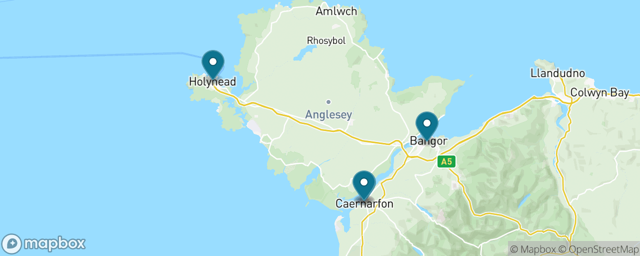 Map of the stops on “Caernarfon Castle by Train & Bus”