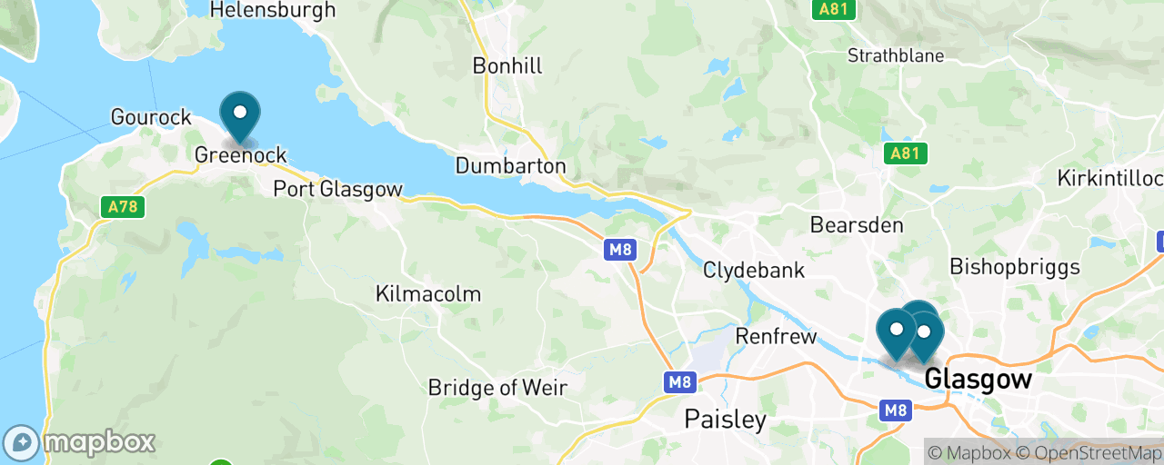 Map of the stops on “Glasgow's Free Museums”