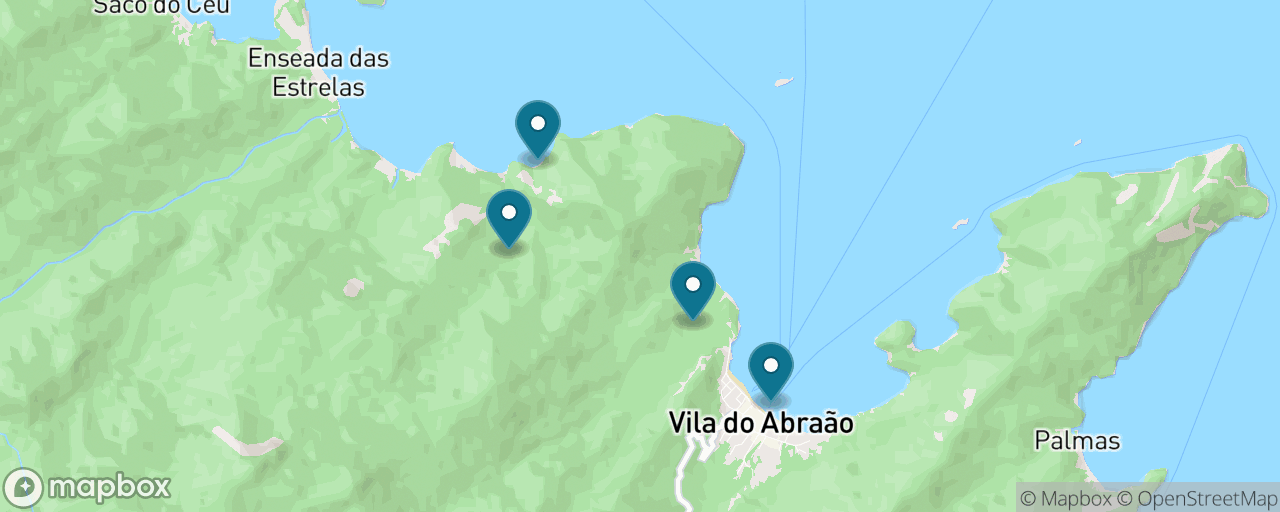 Map of the stops on “Feiticeira Waterfall Hike & Beach, Water Taxi Back”