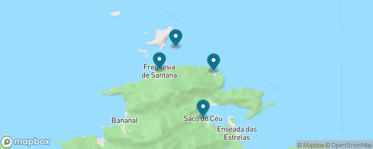 Map of the stops on “Lagoa Azul by Schooner: Snorkelling, Santana & Japariz”